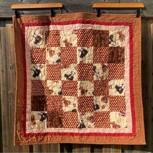 🧵 Handmade Signed Patchwork Quilt with Teddybears Paw Prints & Snowmen 🐼 🐾 ⛄️